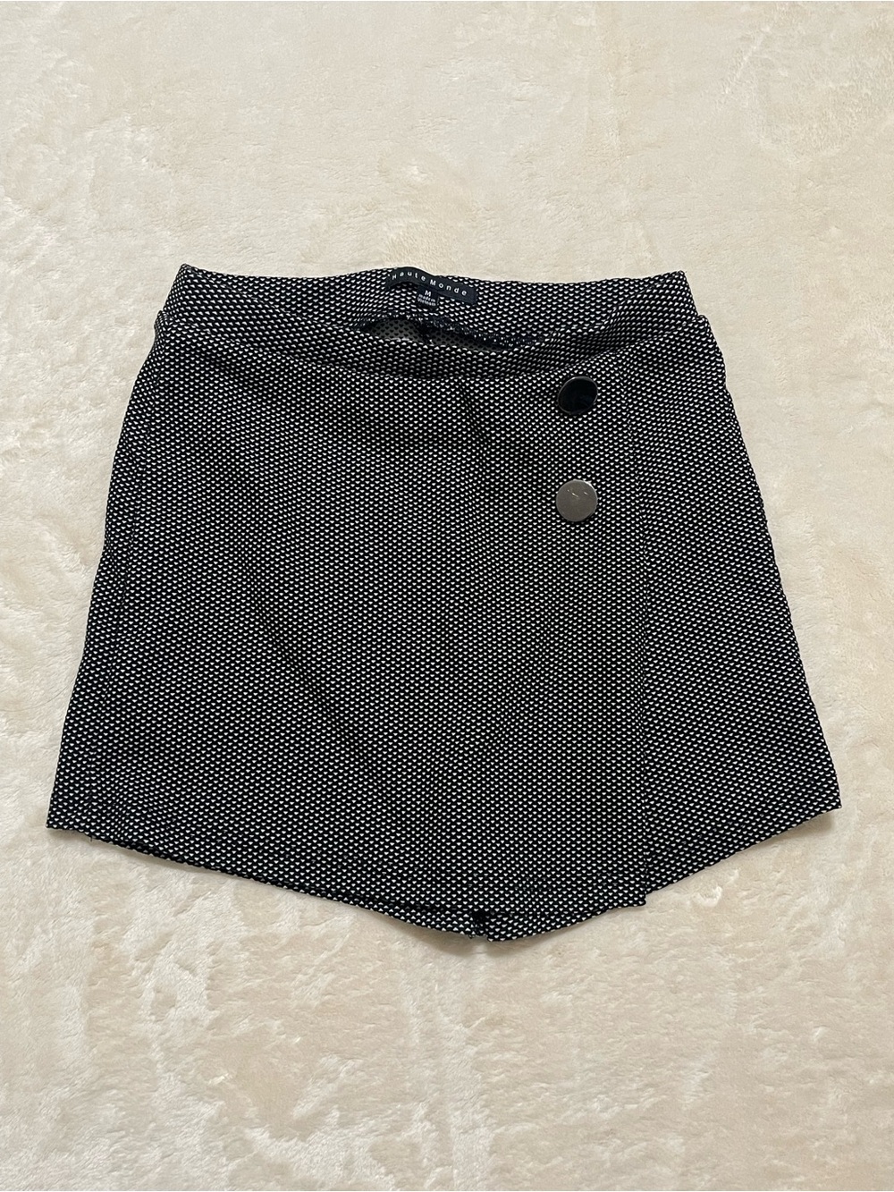 Haute Monde Black and White Textured Wrap Skort